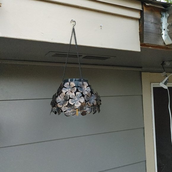 Wind & Weather Antiqued Metal Hanging Indoor/Outdoor Flower Light - Picture 3 of 10